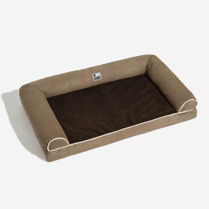 Full support faux fleece and suede orthopedic dog bed