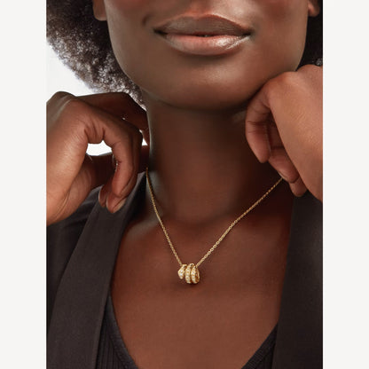 Serpenti Necklace, 925 Silver, 18K Yellow Gold Plated, Cubic Zircon Pave