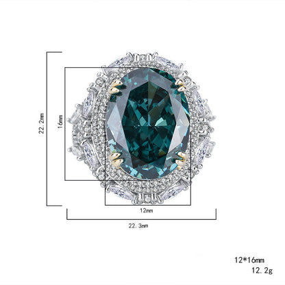 High Carbon Diamond Engagement Ring, 925 Silver with Cubic Zirconia