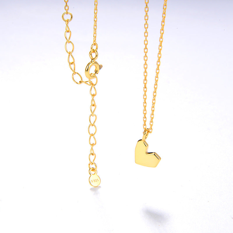Heart Shaped Necklace, 925 Silver, 18K Gold Plated