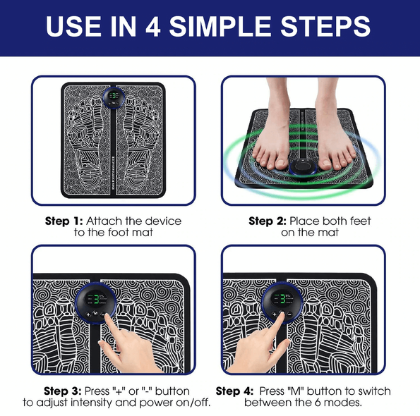 EMS Foot Massage Mat – Electric Acupressure Stimulator for Pain Relief & Relaxation