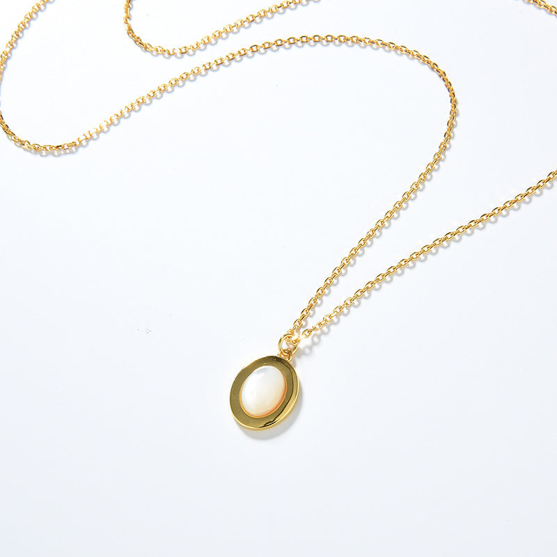 Natural Moonstone Necklace, 925 Silver, 18K Gold Plated