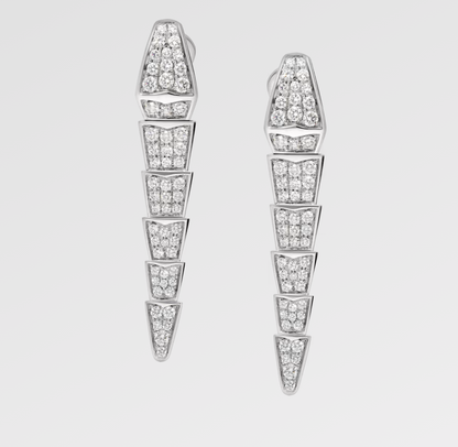 Serpenti Viper Earrings – 925 Silver, 18k White Gold Plated with Cubic Zirconia