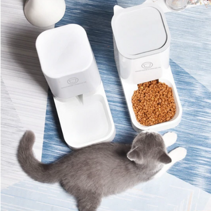 Automatic Pet Food & Water Dispenser – Dual Gravity Feeder Set for Cats & Dogs with 1-Gallon Capacity