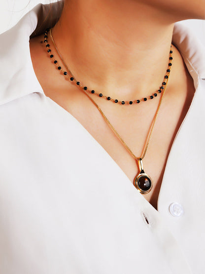 Natural Tea Crystal Long Necklace, 925 Silver, 18K Gold Plated