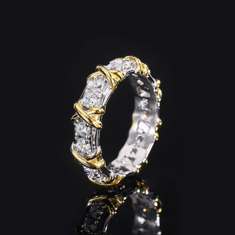 Geometric Shape Ring, 925 Silver with Sparkling Cubic Zirconia