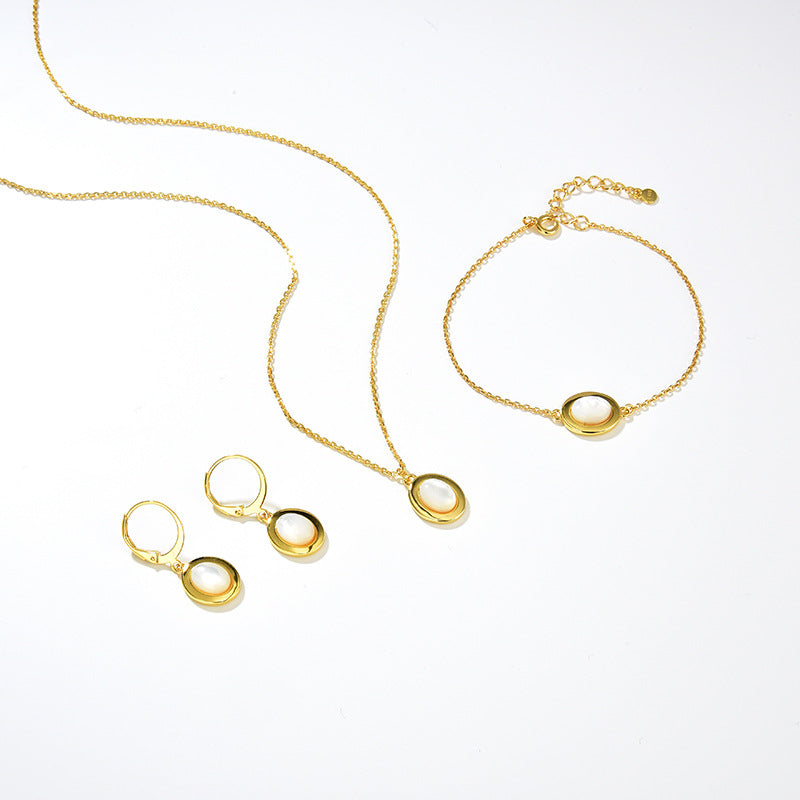 Natural Moonstone Necklace, 925 Silver, 18K Gold Plated