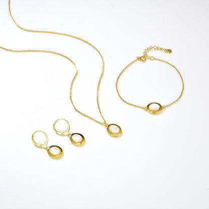 Natural Moonstone Necklace, 925 Silver, 18K Gold Plated