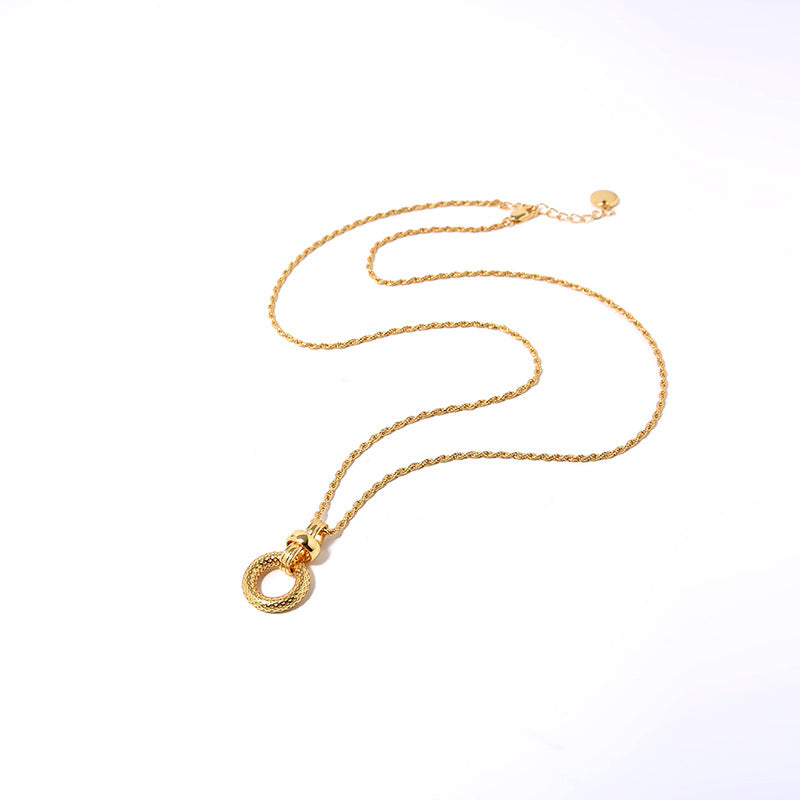 Circular Pendant Necklace, 925 Silver, 18K Gold Plated