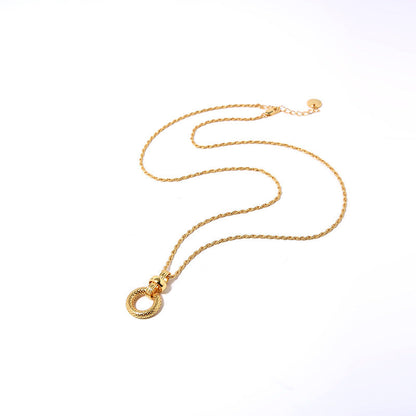 Circular Pendant Necklace, 925 Silver, 18K Gold Plated