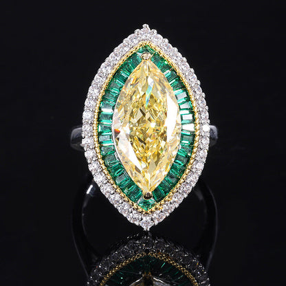 Tear Eye Diamond Ring, 925 Silver with Cubic Zirconia