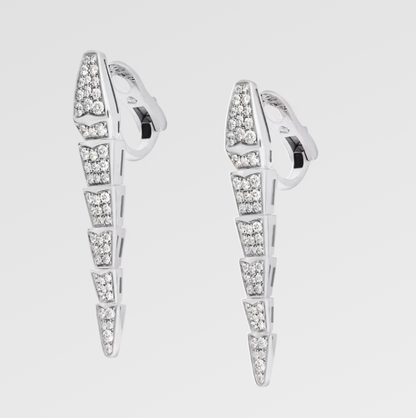 Serpenti Viper Earrings – 925 Silver, 18k White Gold Plated with Cubic Zirconia