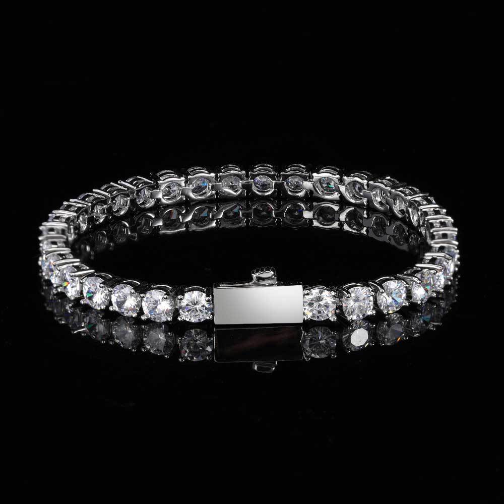 Round Cut Tennis Bracelet – White Gold, 5mm
