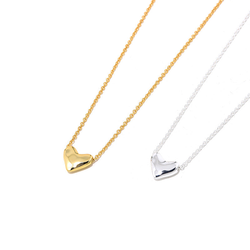 Heart Chain Necklace, 925 Silver, 18K Gold Plated
