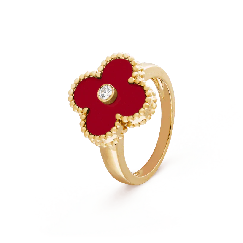 Kløverblad ring, 925 sølv, 18K guldbelagt
