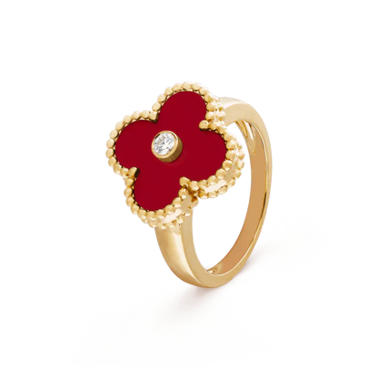 Kløverblad ring, 925 sølv, 18K guldbelagt