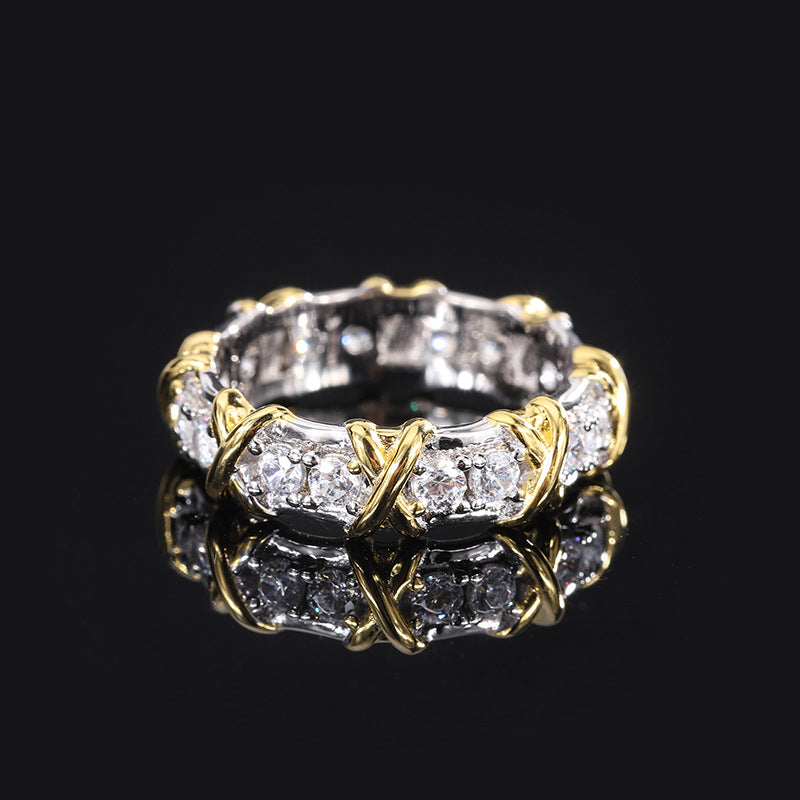 Geometric Shape Ring, 925 Silver with Sparkling Cubic Zirconia
