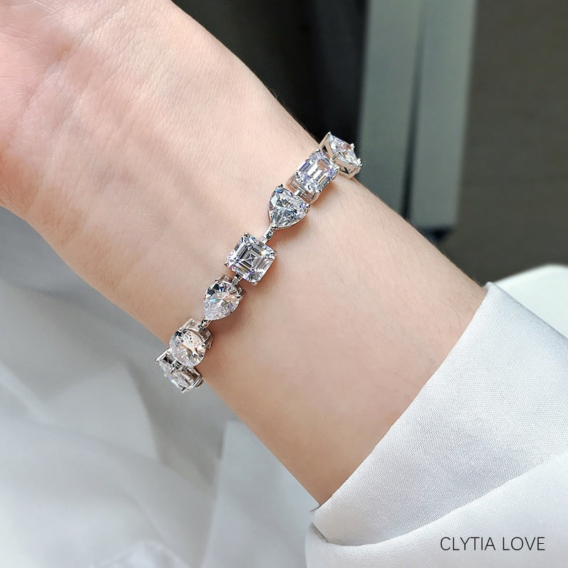 Högkolhaltigt Diamantarmband – 925 Sterlingsilver