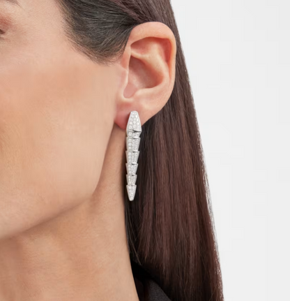 Serpenti Viper Earrings – 925 Silver, 18k White Gold Plated with Cubic Zirconia