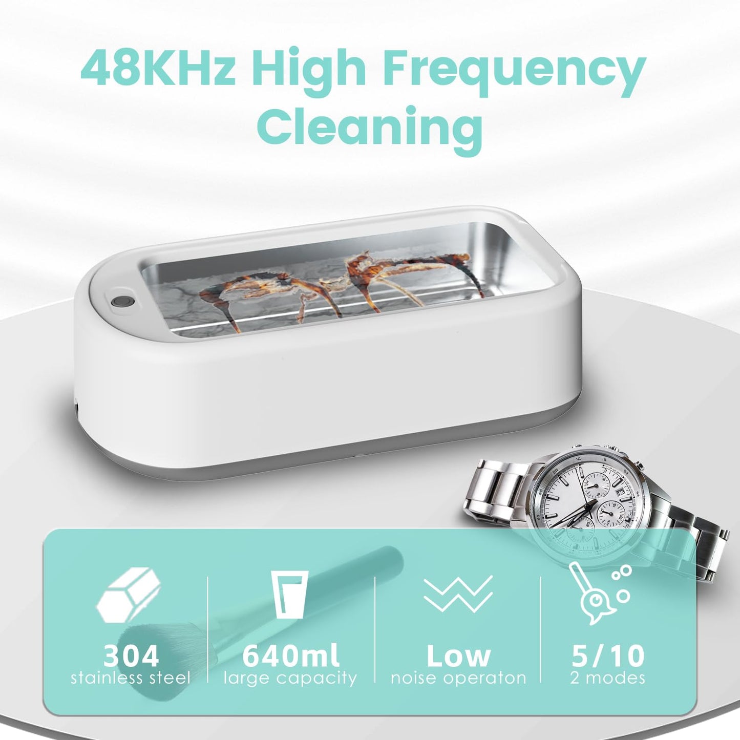 Ultrasonic Jewelry Cleaner – Portable Sonic Cleaning Machine for Rings, Glasses & Watches