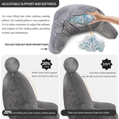 Reading Pillow with Arms – Backrest Support Cushion for Bed & Couch