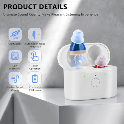 Rechargeable Earing Aids– Invisible In-Ear Digital Sound Amplifier for Adults