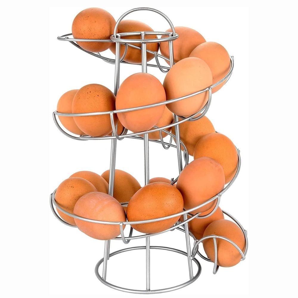 Soporte espiral para huevos y contenedor de almacenamiento