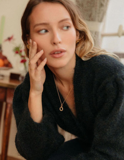 Circular Pendant Necklace, 925 Silver, 18K Gold Plated