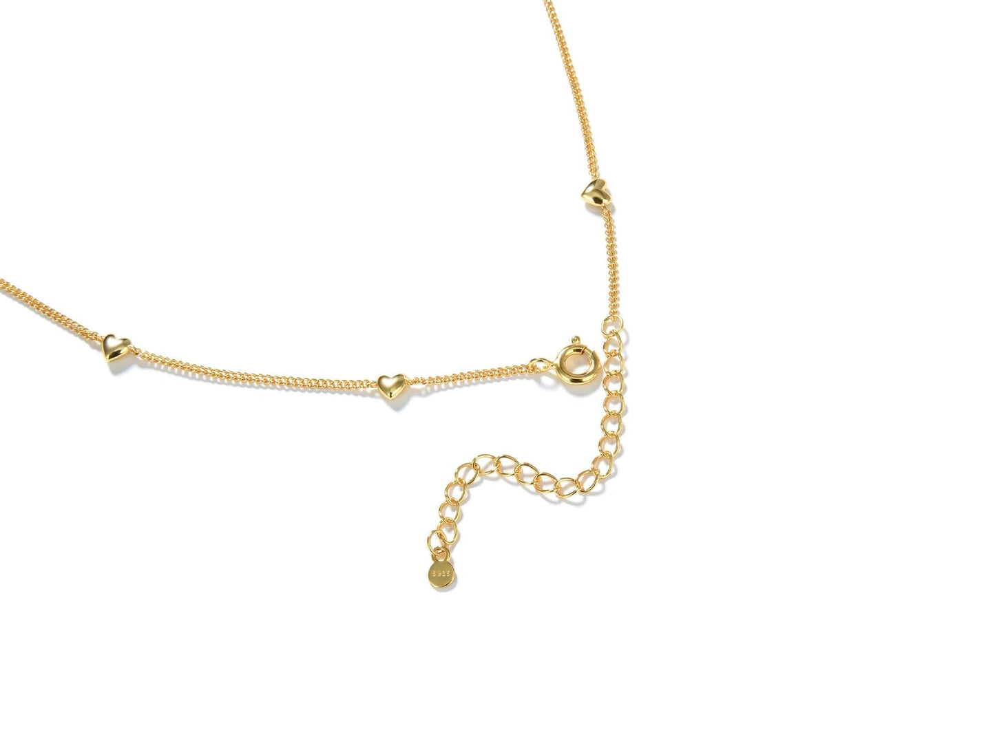Heart Necklace, 925 Silver, 18K Gold Plated, 9 Motifs