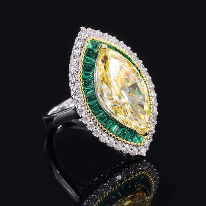 Tear Eye Diamond Ring, 925 Silver with Cubic Zirconia