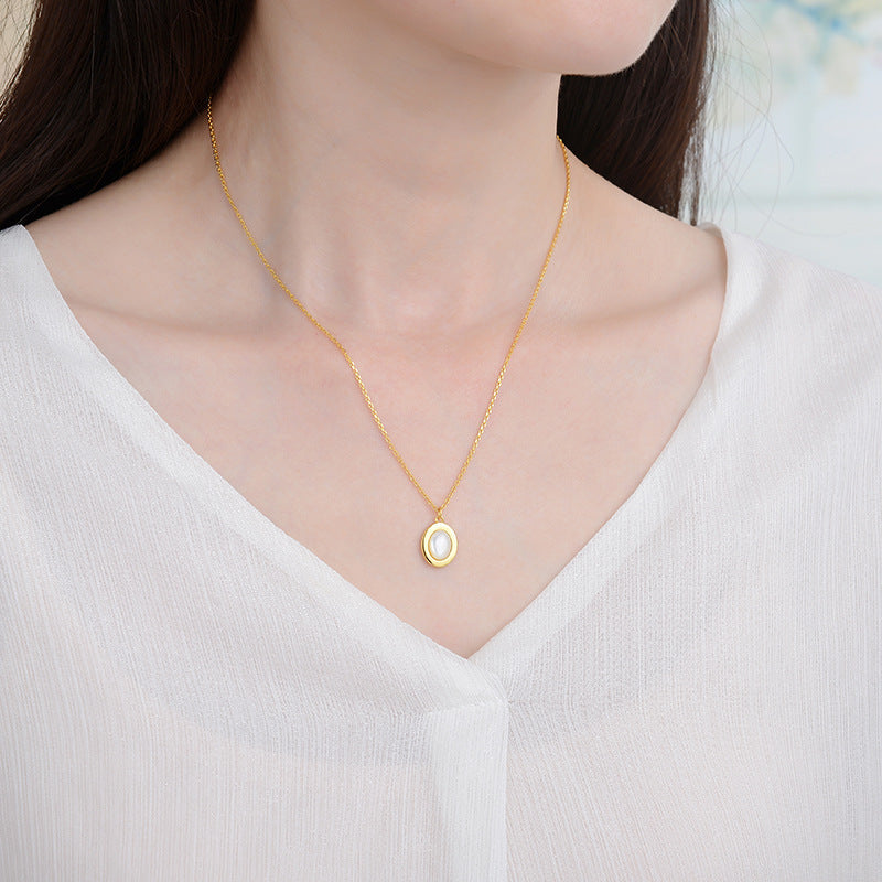 Natural Moonstone Necklace, 925 Silver, 18K Gold Plated