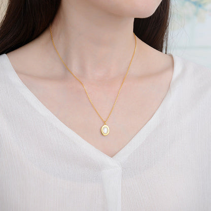 Natural Moonstone Necklace, 925 Silver, 18K Gold Plated