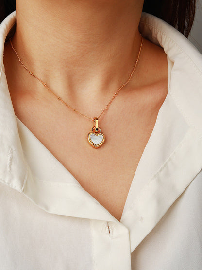 Heart Reversible Pendant Necklace, 925 Silver, 18K Gold Plated, Black Onyx & White Mother-of-Pearl