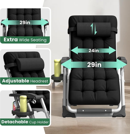 Outdoor Lounge Chair for Back Pain – Reclining Folding Chair, 500LB Support | Ventayo