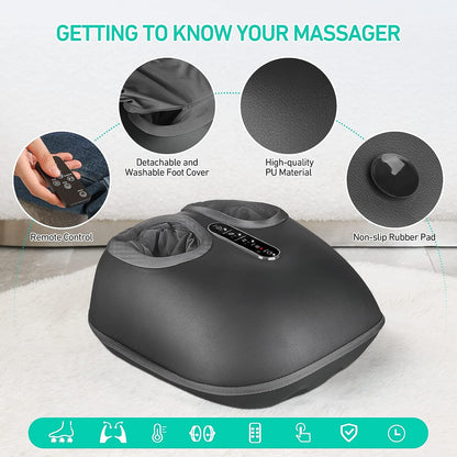 Shiatsu Foot Massager with Heat – Kneading, Vibration & Air Compression for Deep Tissue Relief