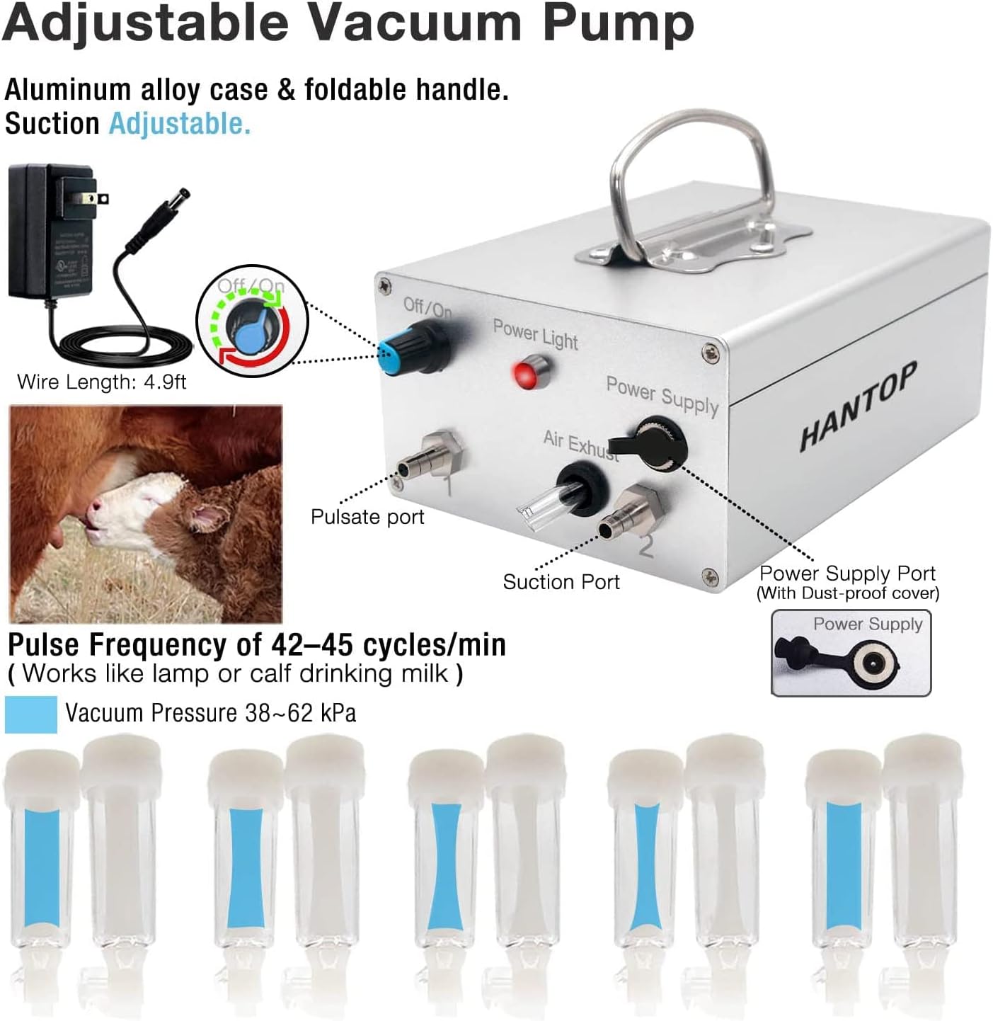 12L Portable Cow Milking Machine With Auto Stop