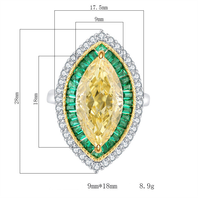 Tear Eye Diamond Ring, 925 Silver with Cubic Zirconia