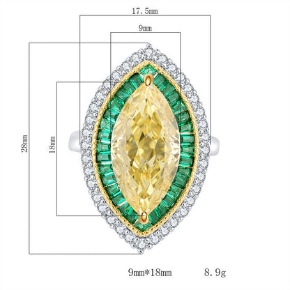 Tear Eye Diamond Ring, 925 Silver with Cubic Zirconia