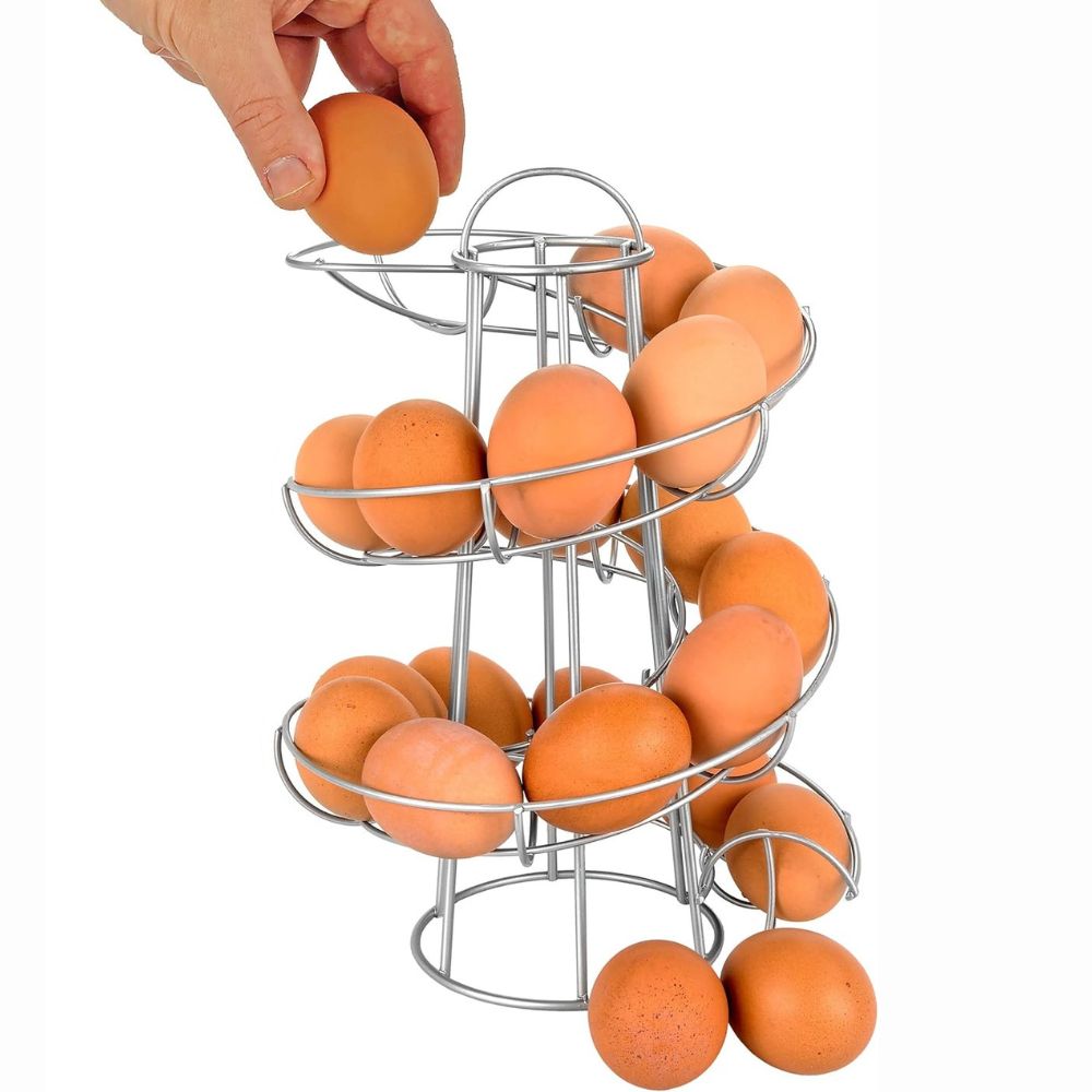 Soporte espiral para huevos y contenedor de almacenamiento
