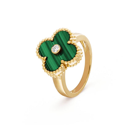 Kløverblad ring, 925 sølv, 18K guldbelagt