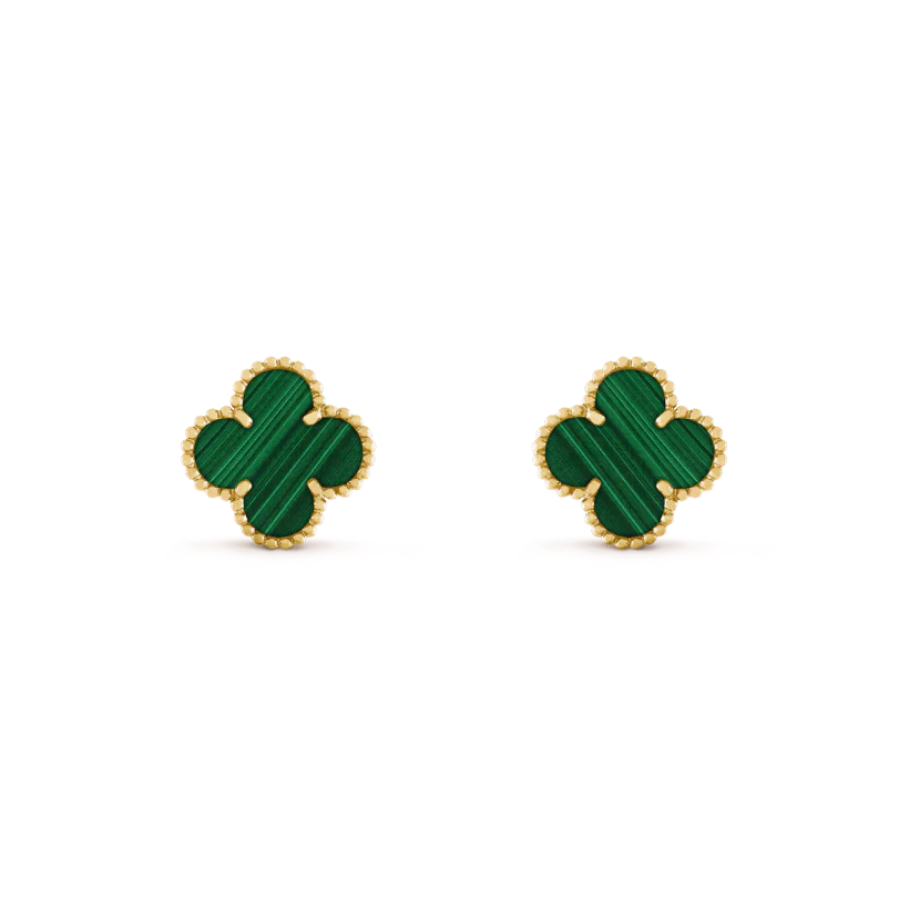 Clover Leaf Ear Studs – 925 Silver, 18k Yellow Gold Plated