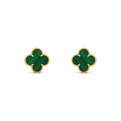 Clover Leaf Ear Studs – 925 Silver, 18k Yellow Gold Plated