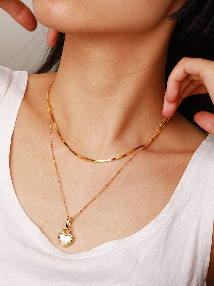 Heart Reversible Pendant Necklace, 925 Silver, 18K Gold Plated, Red Onyx & White Mother-of-Pearl