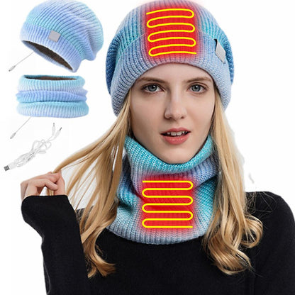 Conjunto acogedor 2 en 1 de gorro y bufanda con calefacción USB para invierno