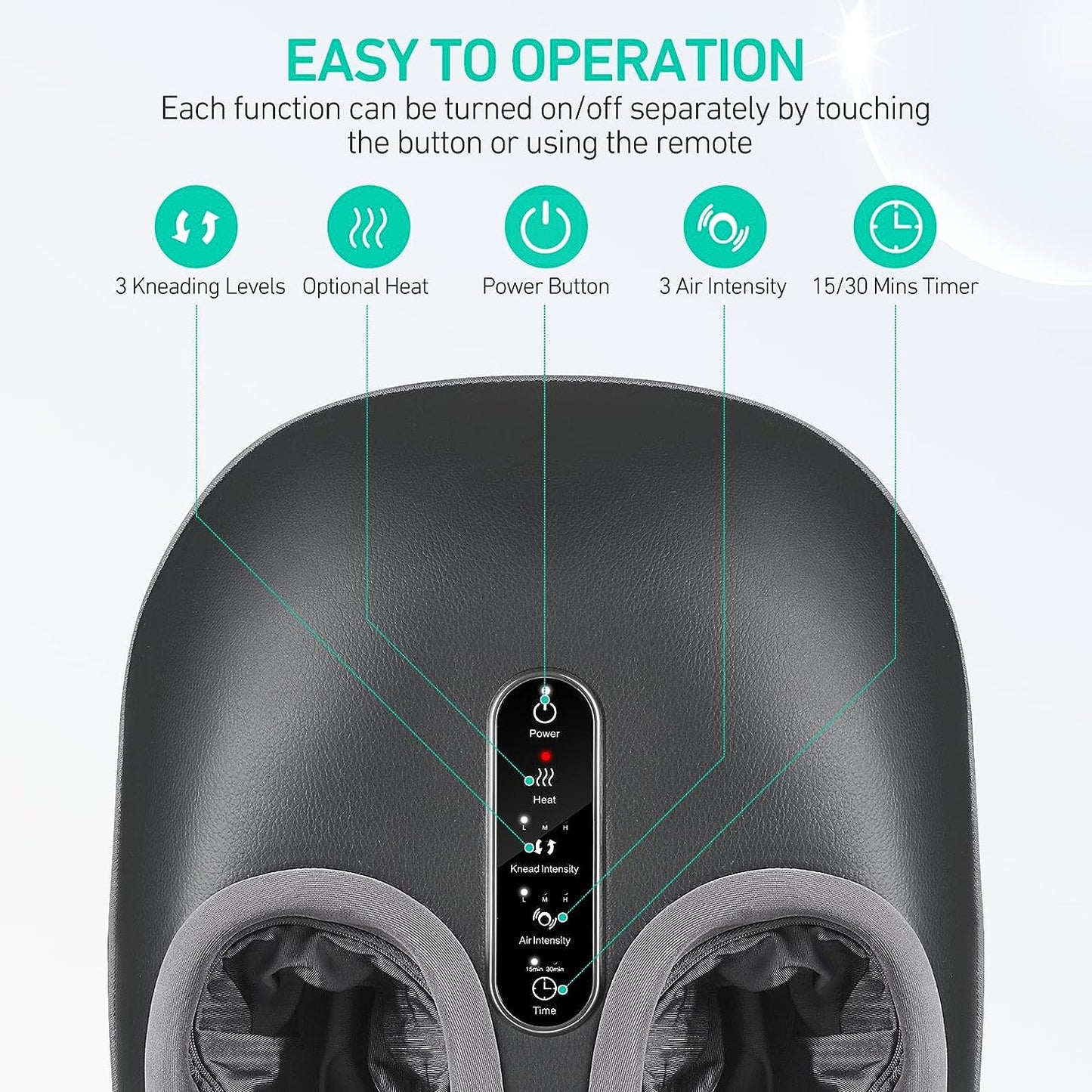 Shiatsu Foot Massager with Heat – Kneading, Vibration & Air Compression for Deep Tissue Relief