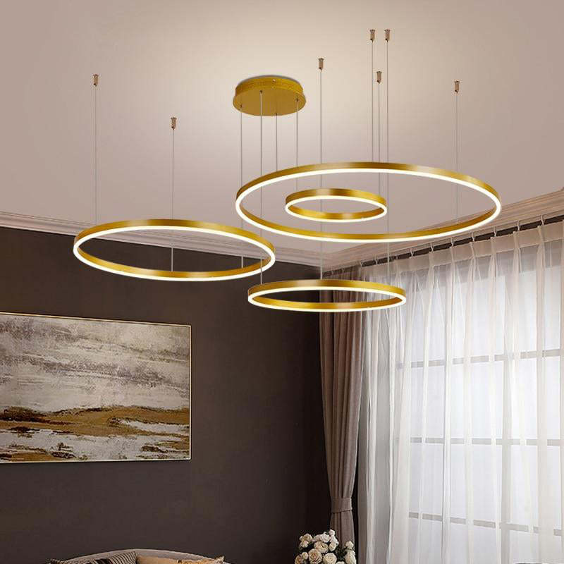 Modern Pendant Light Tir-Circle Black/Gold/Coffee Metal