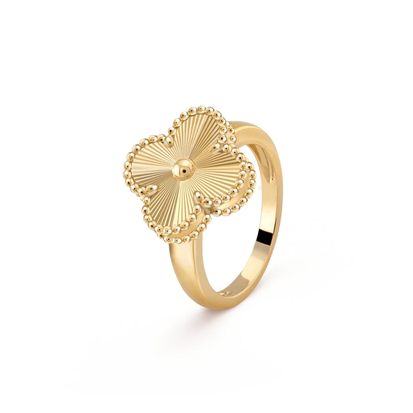 Kløverblad ring, 925 sølv, 18K guldbelagt