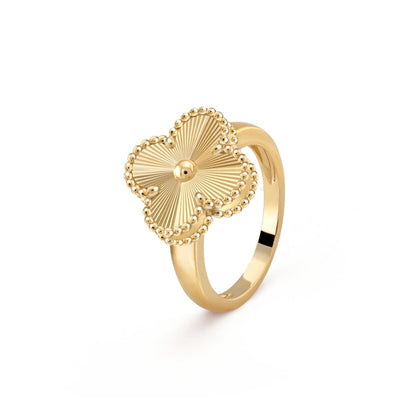 Kløverblad ring, 925 sølv, 18K guldbelagt