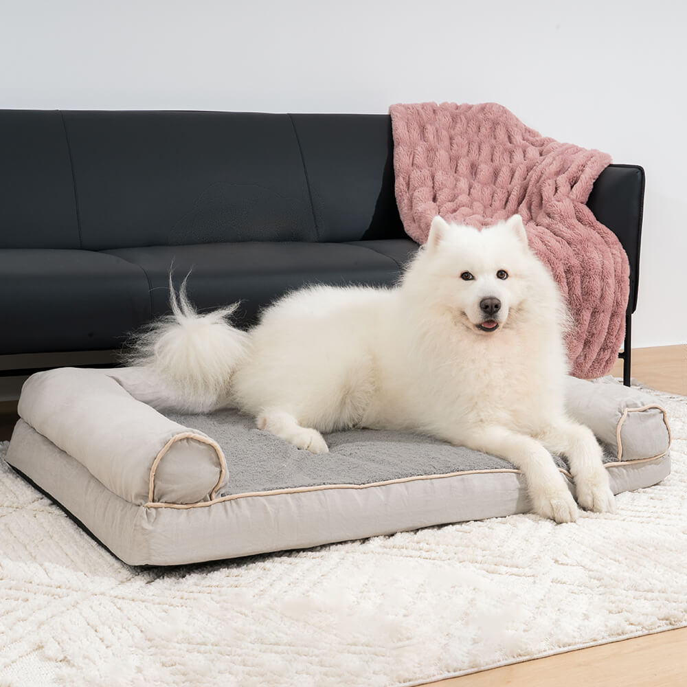 Full support faux fleece and suede orthopedic dog bed