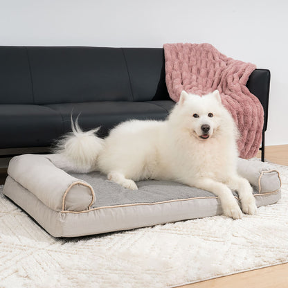 Full support faux fleece and suede orthopedic dog bed